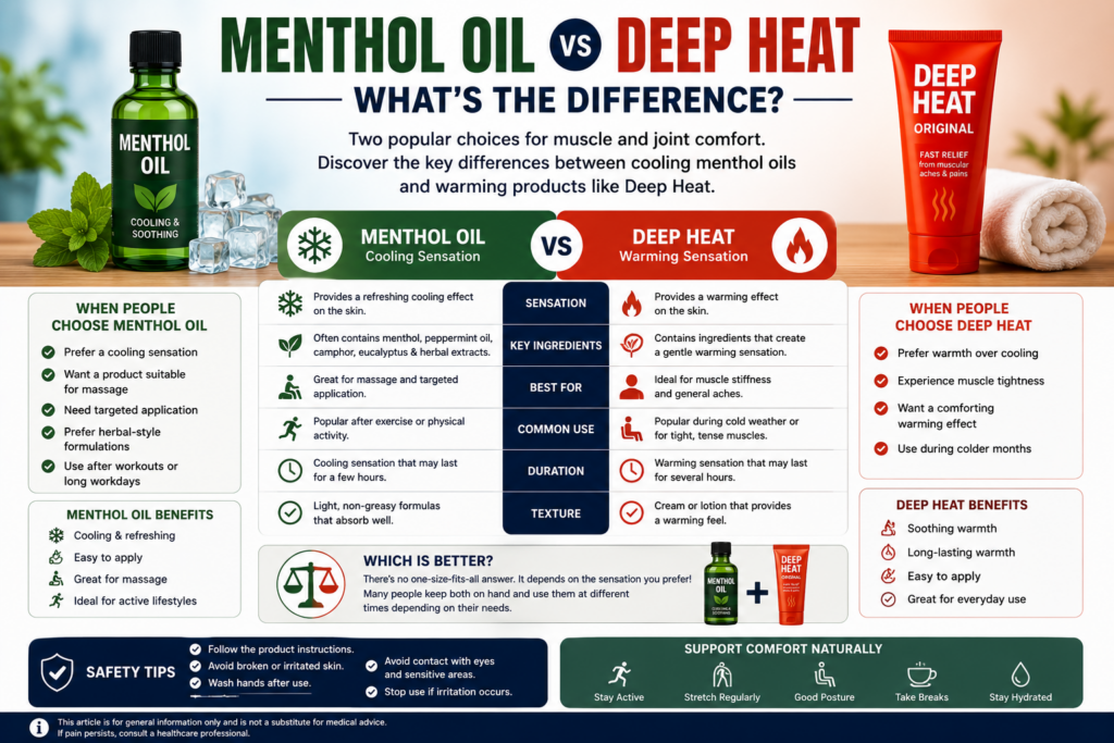 menthol oil vs deep heat